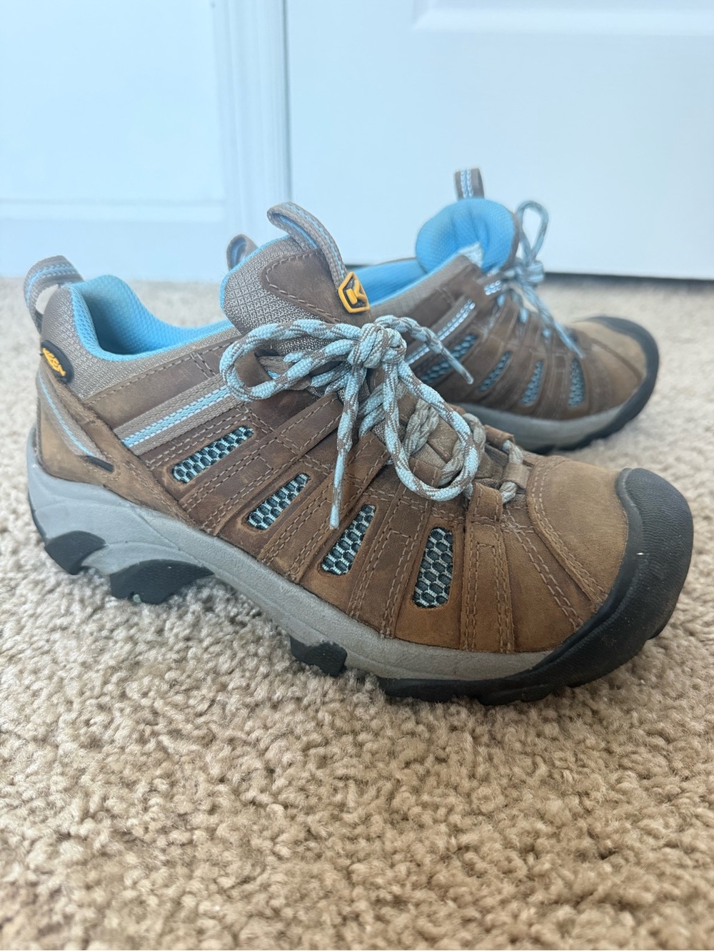 Keen Brown and Light Blue Hiking Shoes
